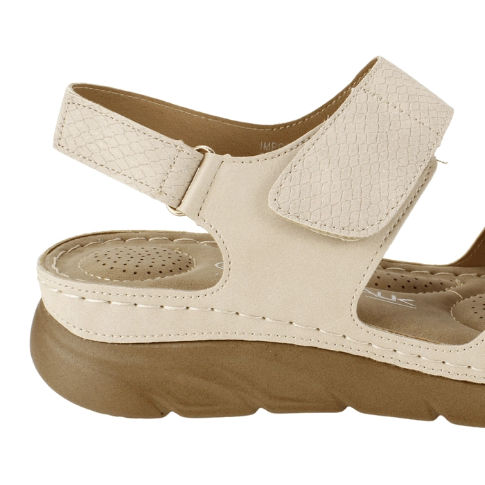 SANDALIA NEW WALK VELCRO REPTIL BEIGE - 4