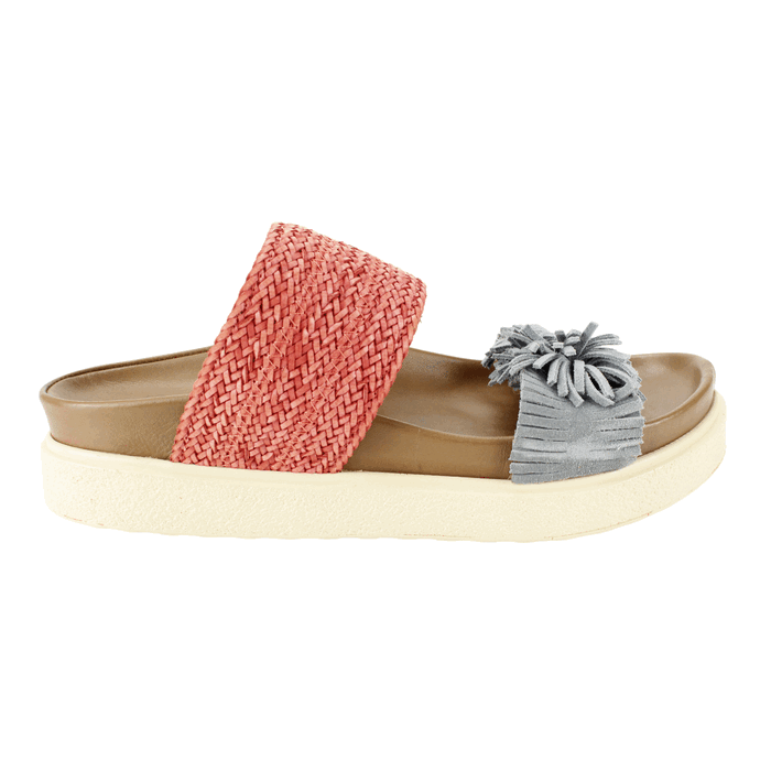 SANDALIA EXS POMPON CUERO ROSA - 1