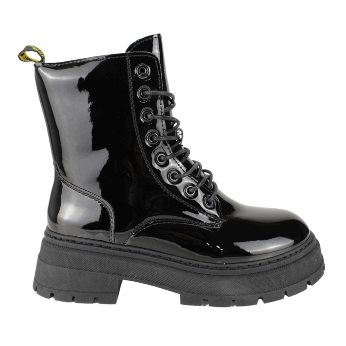 BOTIN NEW WALK MILITAR BRILLANTE NEGRO - 1