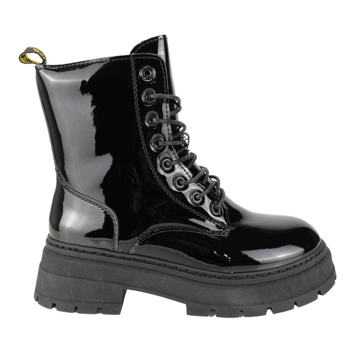 BOTIN NEW WALK MILITAR BRILLANTE NEGRO - 1