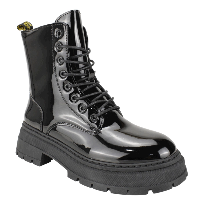 BOTIN NEW WALK MILITAR BRILLANTE NEGRO - 3