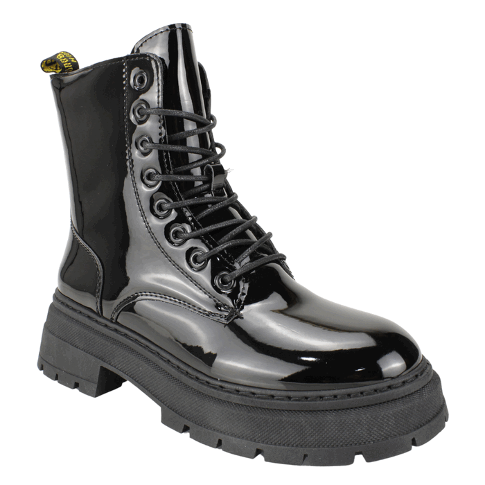 BOTIN NEW WALK MILITAR BRILLANTE NEGRO - 3