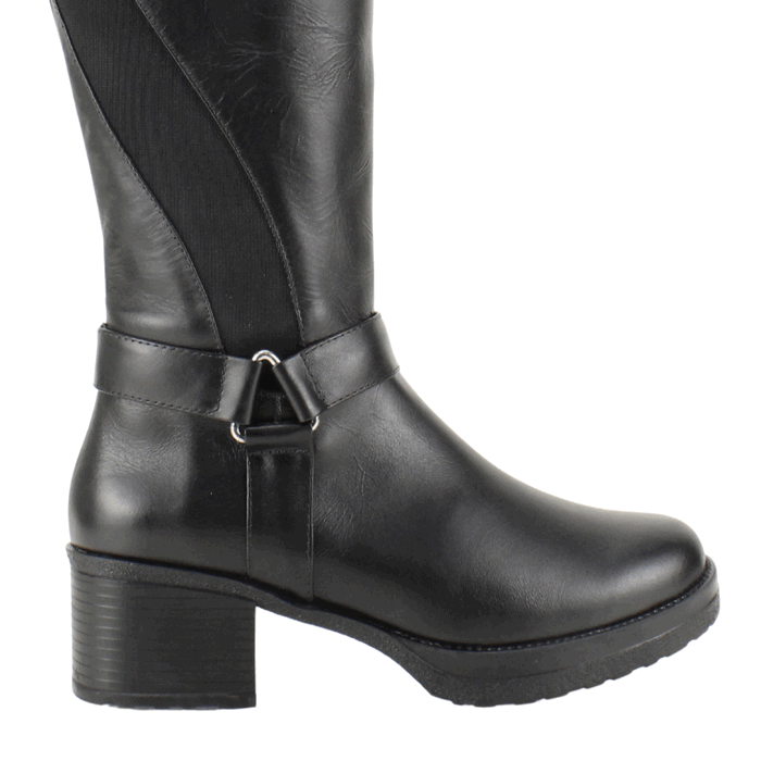 BOTA EXS DE CUERO PLATAFORMA NEGRA - 4