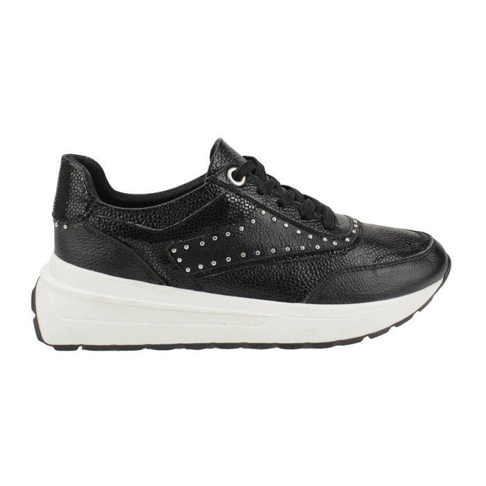 ZAPATILLA EXS BRILLOS CUERO NEGRA - 1