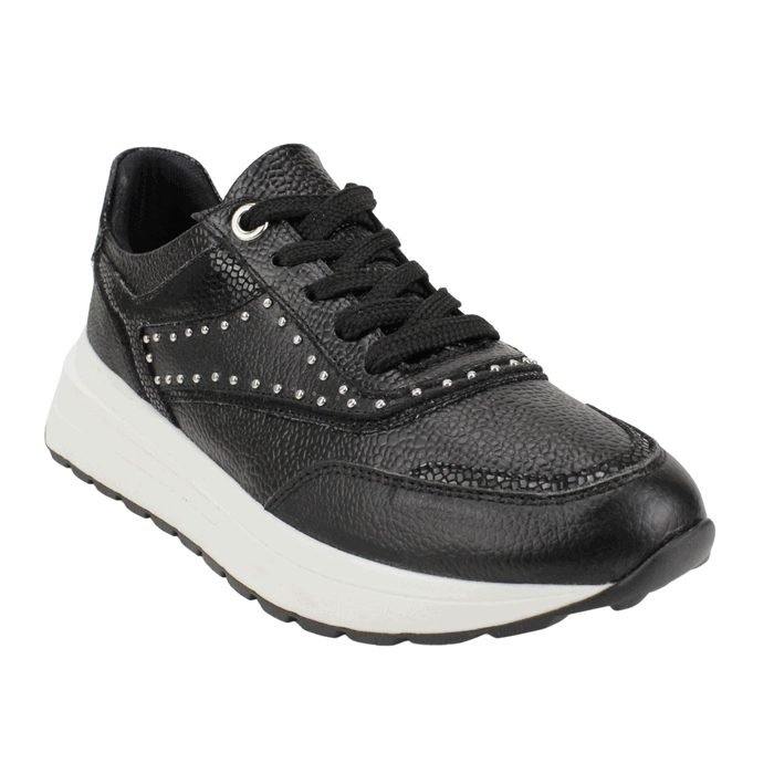 ZAPATILLA EXS BRILLOS CUERO NEGRA - 2
