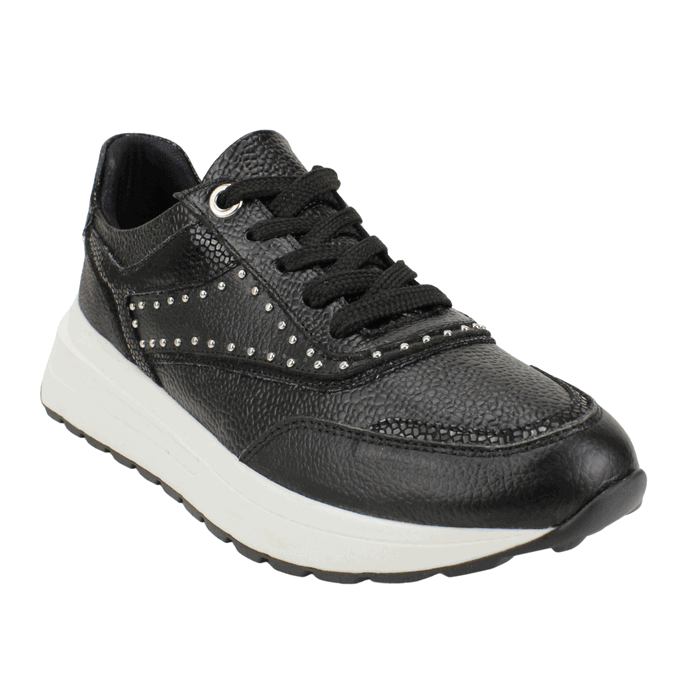 ZAPATILLA EXS BRILLOS CUERO NEGRA - 2
