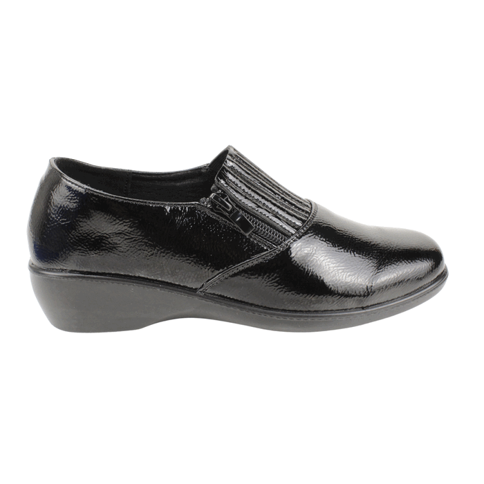 ZAPATO NEW WALK CONFORT CIERRE NEGRO BRILLANTE - 1