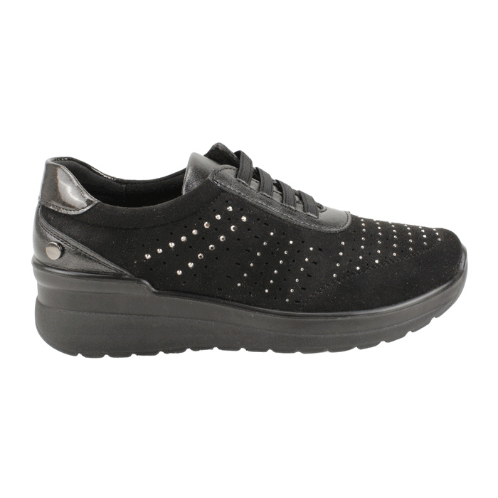 ZAPATILLA NEW WALK BRILLOS SLIP ON NEGRA - 1