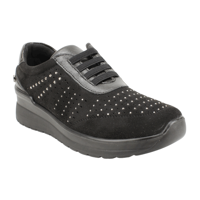 ZAPATILLA NEW WALK BRILLOS SLIP ON NEGRA - 2