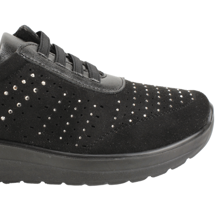 ZAPATILLA NEW WALK BRILLOS SLIP ON NEGRA - 4