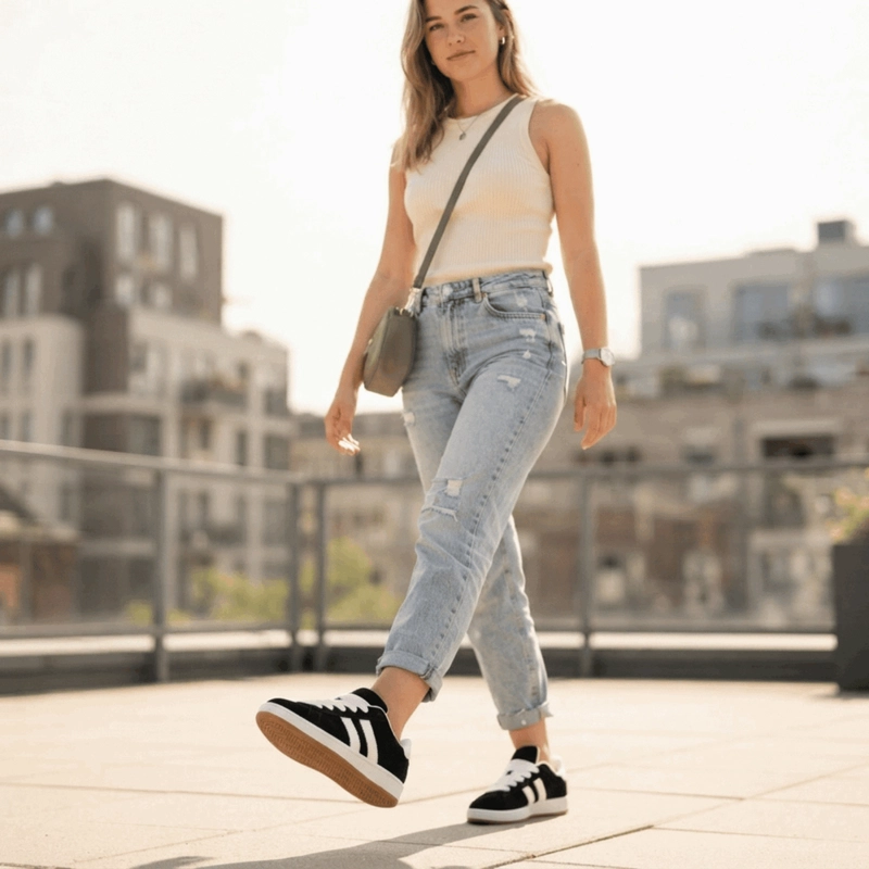 ZAPATILLA NEW WALK CLASICA RETRO NEGRA - 2