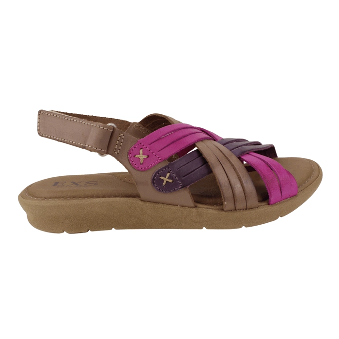 SANDALIA EXS CONFORT TIRAS CUERO BURDEO - 1
