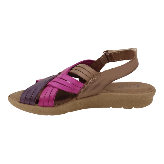 SANDALIA EXS CONFORT TIRAS CUERO BURDEO - 3