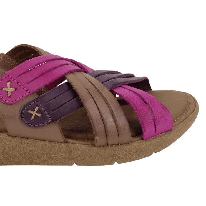 SANDALIA EXS CONFORT TIRAS CUERO BURDEO - 4
