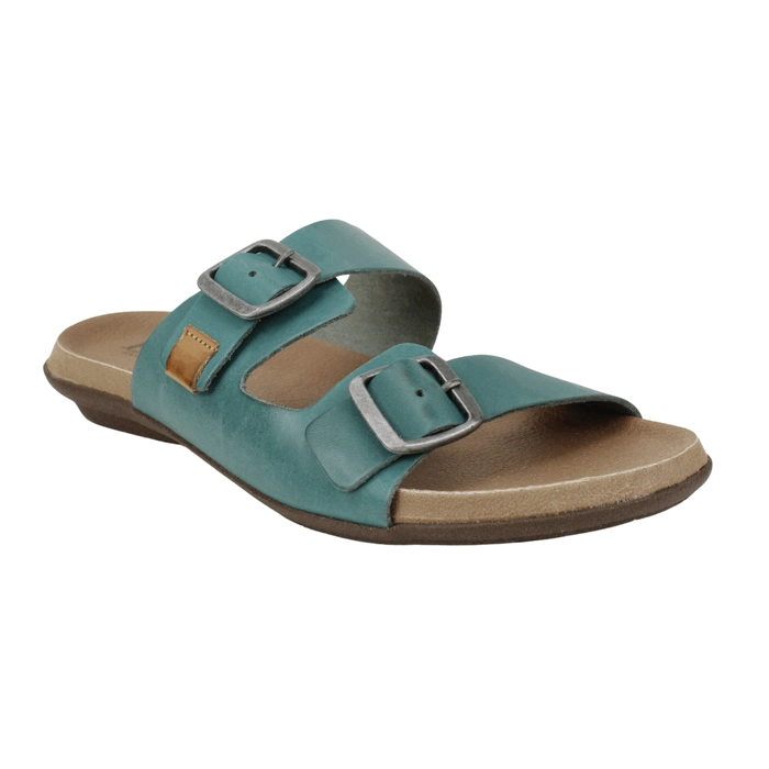 SANDALIA EXS BROCHES CUERO TURQUESA - 2