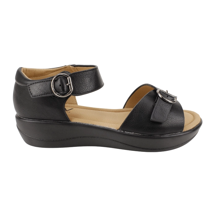 SANDALIA NEW WALK DOBLE BROCHE NEGRA - 1