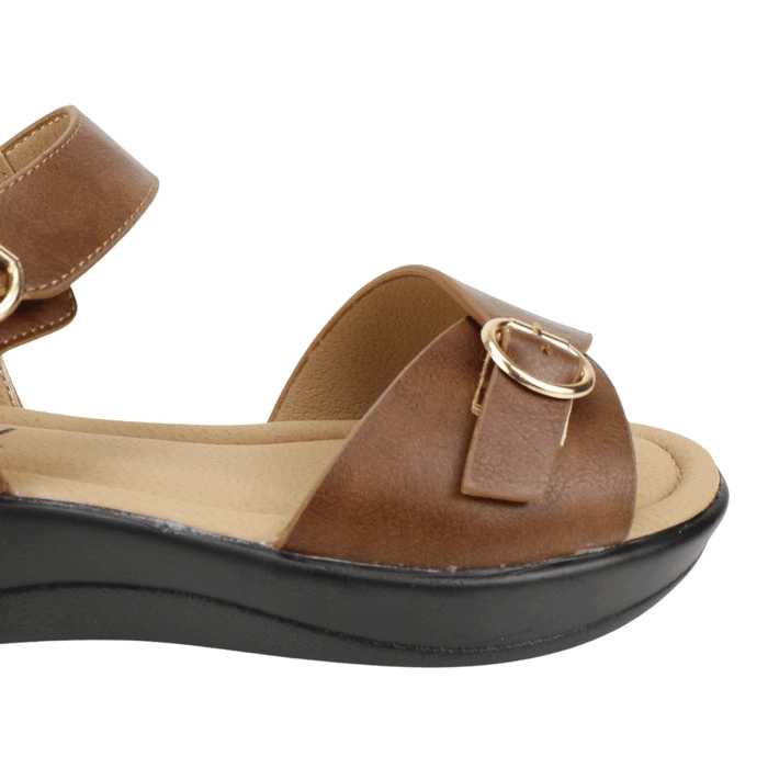 SANDALIA NEW WALK DOBLE BROCHE CAFE - 5