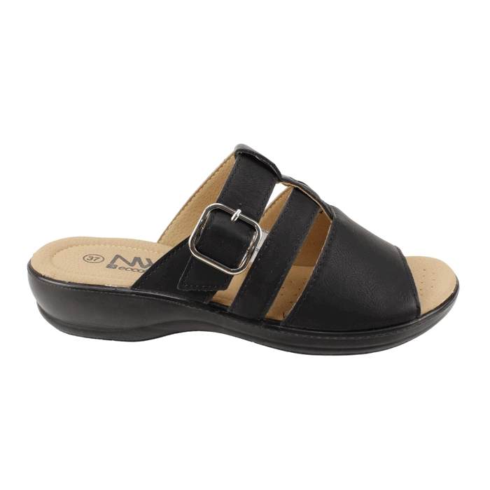 SANDALIA NEW WALK SLIP ON BROCHE NEGRA - 1