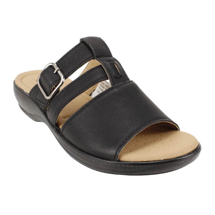 SANDALIA NEW WALK SLIP ON BROCHE NEGRA - 3