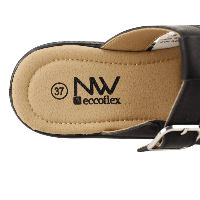SANDALIA NEW WALK SLIP ON BROCHE NEGRA - 5