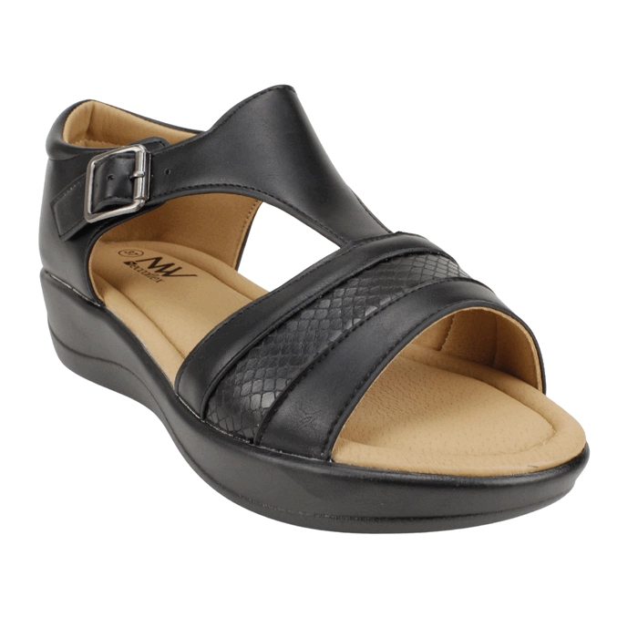 SANDALIA NEW WALK BROCHE REPTIL NEGRA - 3