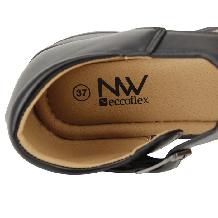 SANDALIA NEW WALK BROCHE REPTIL NEGRA - 5