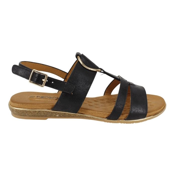 SANDALIA NEW WALK PLANA NEGRA - 1