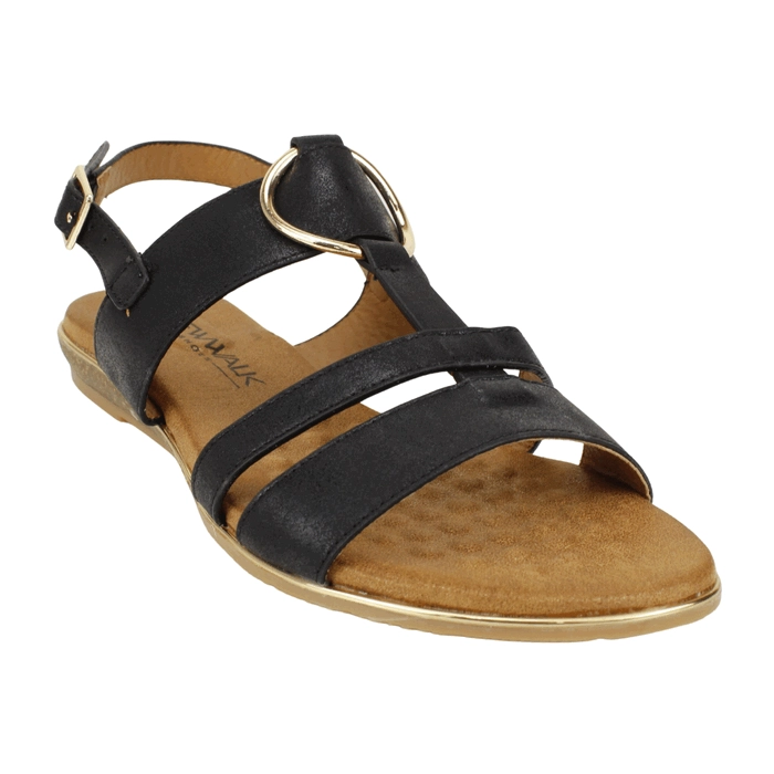 SANDALIA NEW WALK PLANA NEGRA - 3