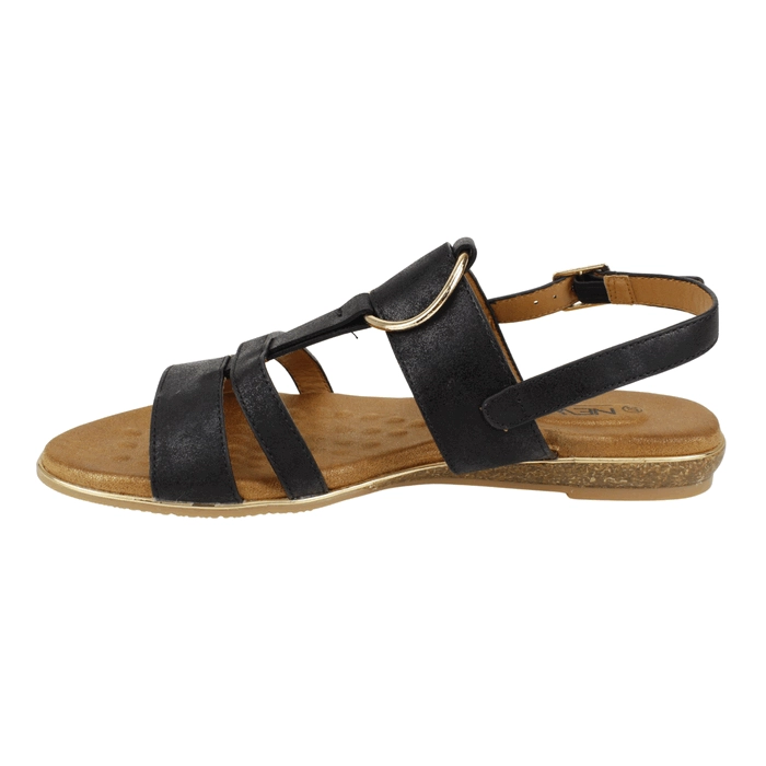 SANDALIA NEW WALK PLANA NEGRA - 4