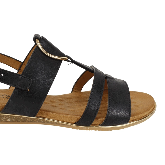 SANDALIA NEW WALK PLANA NEGRA - 5