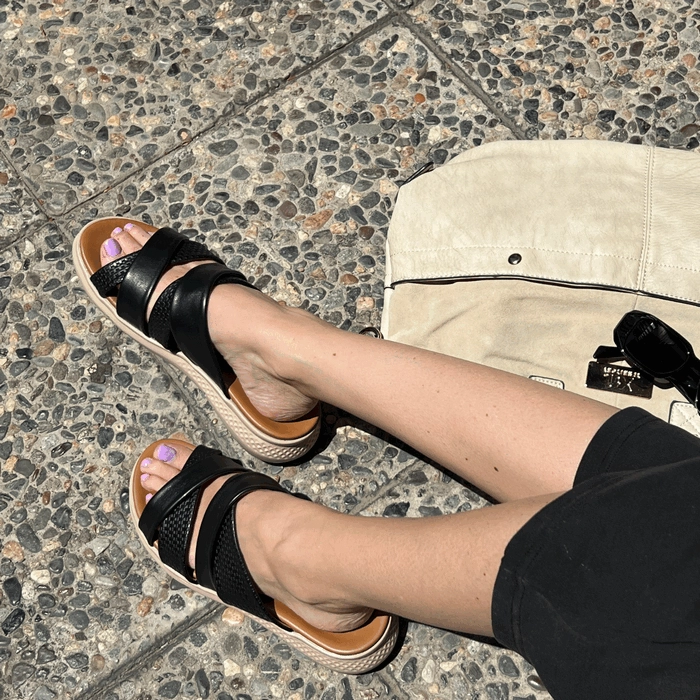 SANDALIA NEW WALK TRENZADA NEGRA - 2
