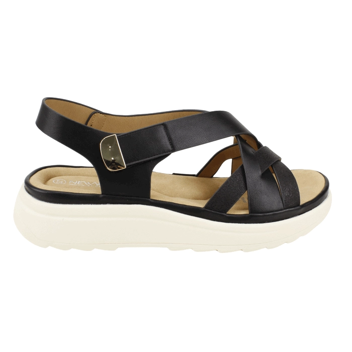 SANDALIA NEW WALK ANATOMICA VELCRO NEGRA - 1