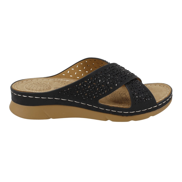 SANDALIA NEW WALK PERFORADA NEGRA - 1