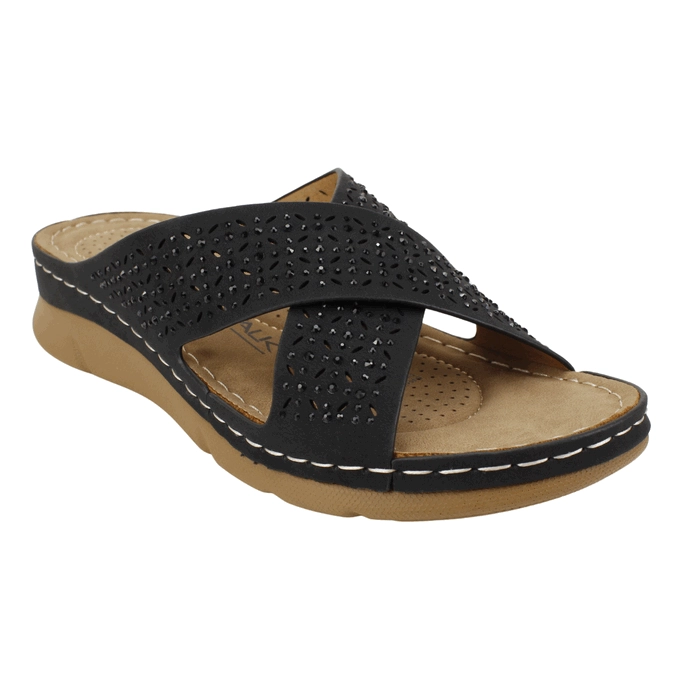 SANDALIA NEW WALK PERFORADA NEGRA - 3