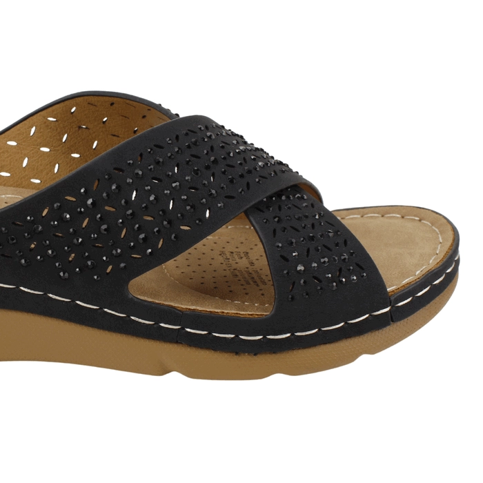 SANDALIA NEW WALK PERFORADA NEGRA - 5