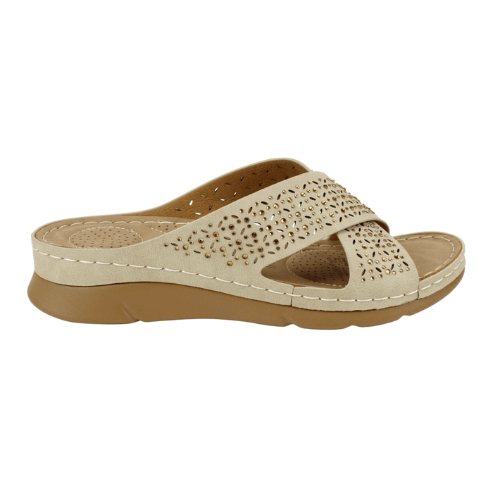 SANDALIA NEW WALK PERFORADA BEIGE - 1