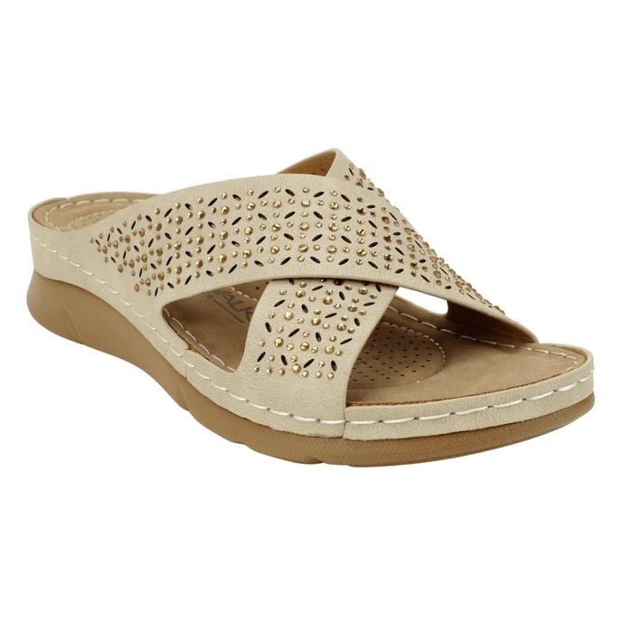 SANDALIA NEW WALK PERFORADA BEIGE - 3