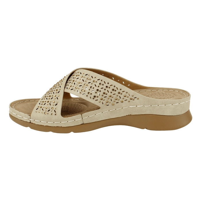 SANDALIA NEW WALK PERFORADA BEIGE - 4