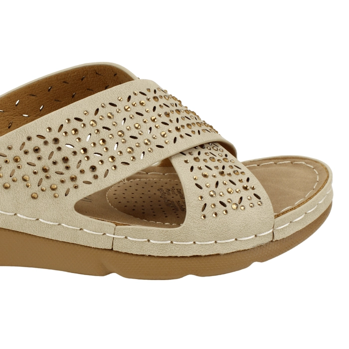SANDALIA NEW WALK PERFORADA BEIGE - 5
