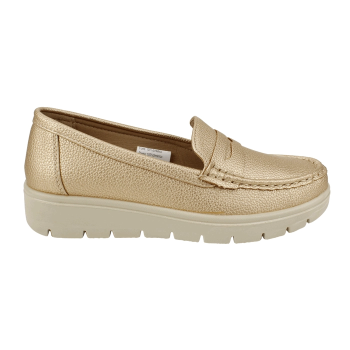 MOCASIN NEW WALK PLATAFORMA CONFORT DORADO - 1