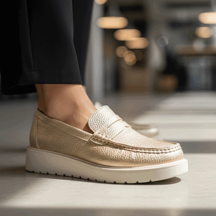 MOCASIN NEW WALK PLATAFORMA CONFORT DORADO - 2