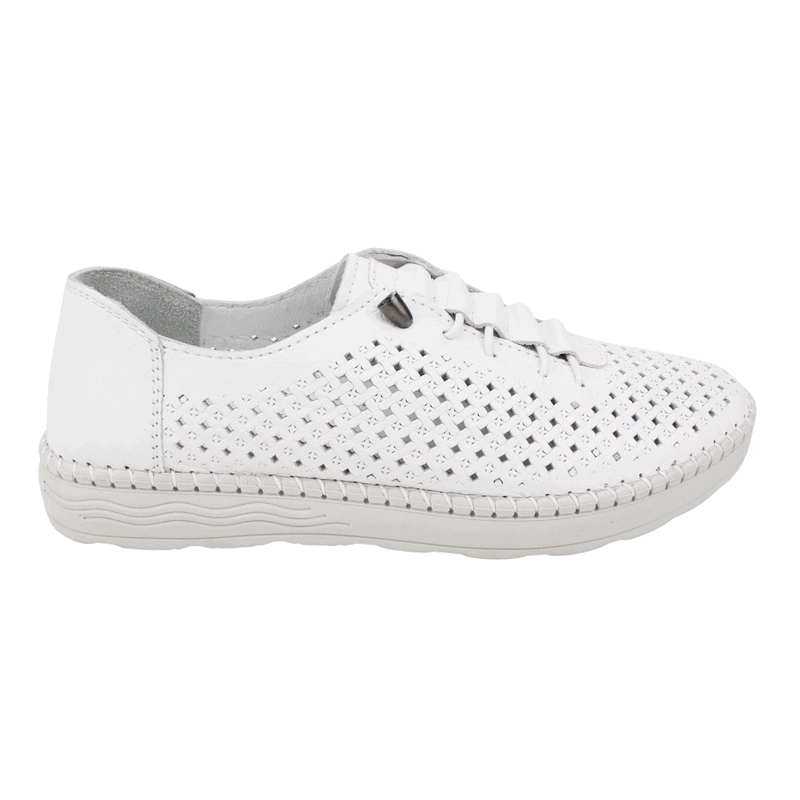 ZAPATILLA EXS TROQUELADAS CUERO BLANCA - 1