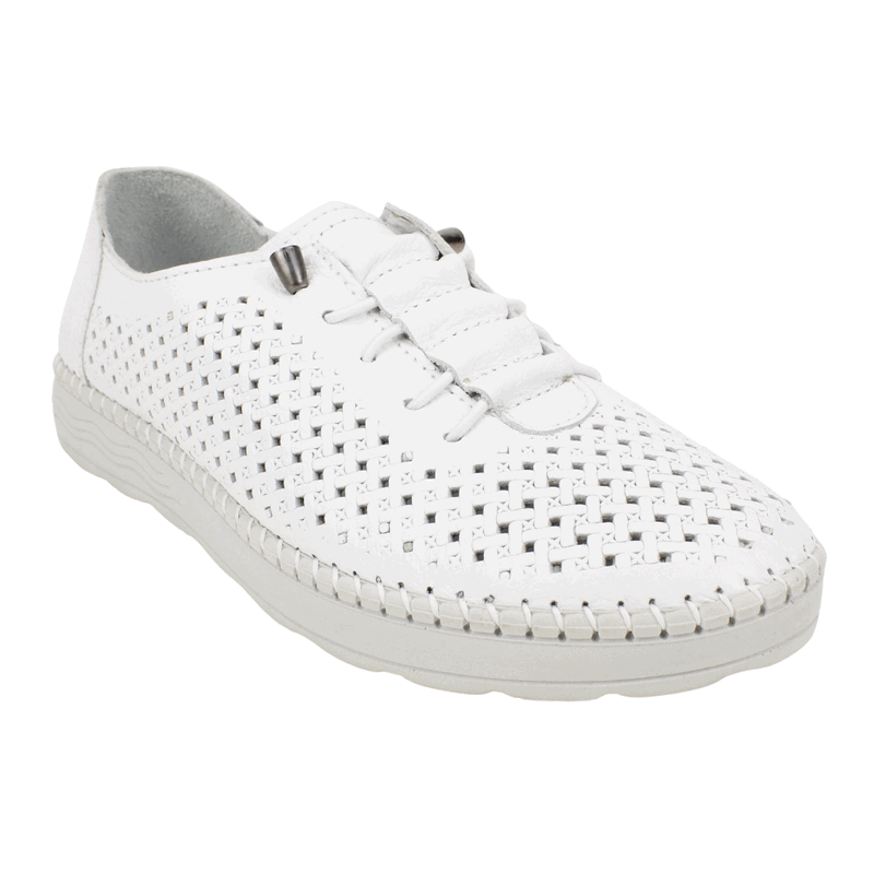 ZAPATILLA EXS TROQUELADAS CUERO BLANCA - 3
