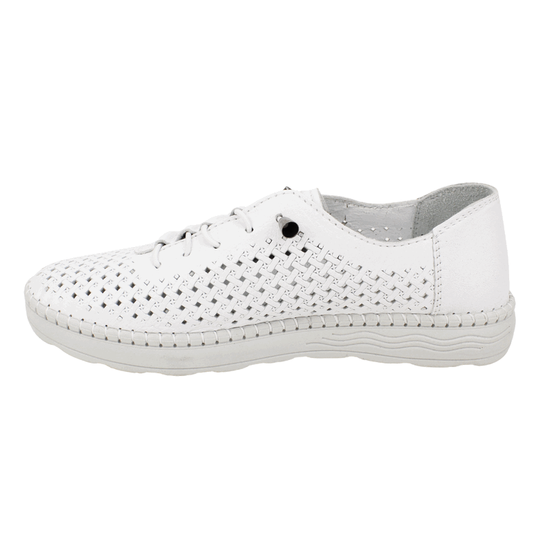 ZAPATILLA EXS TROQUELADAS CUERO BLANCA - 4