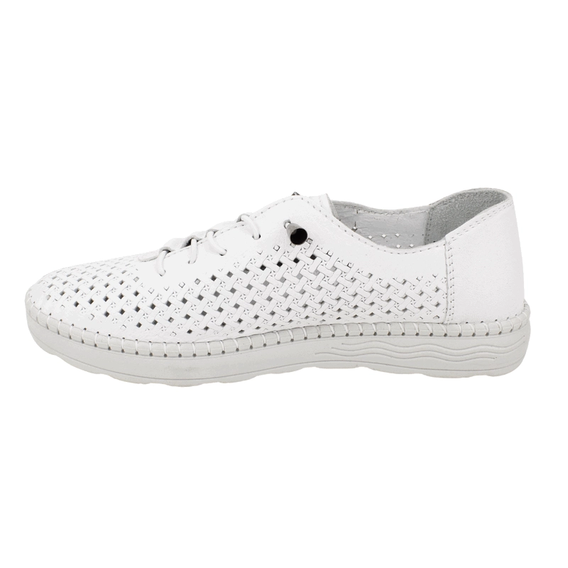 ZAPATILLA EXS TROQUELADAS CUERO BLANCA - 4