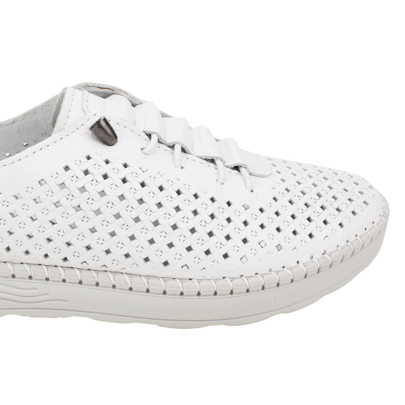 ZAPATILLA EXS TROQUELADAS CUERO BLANCA - 5