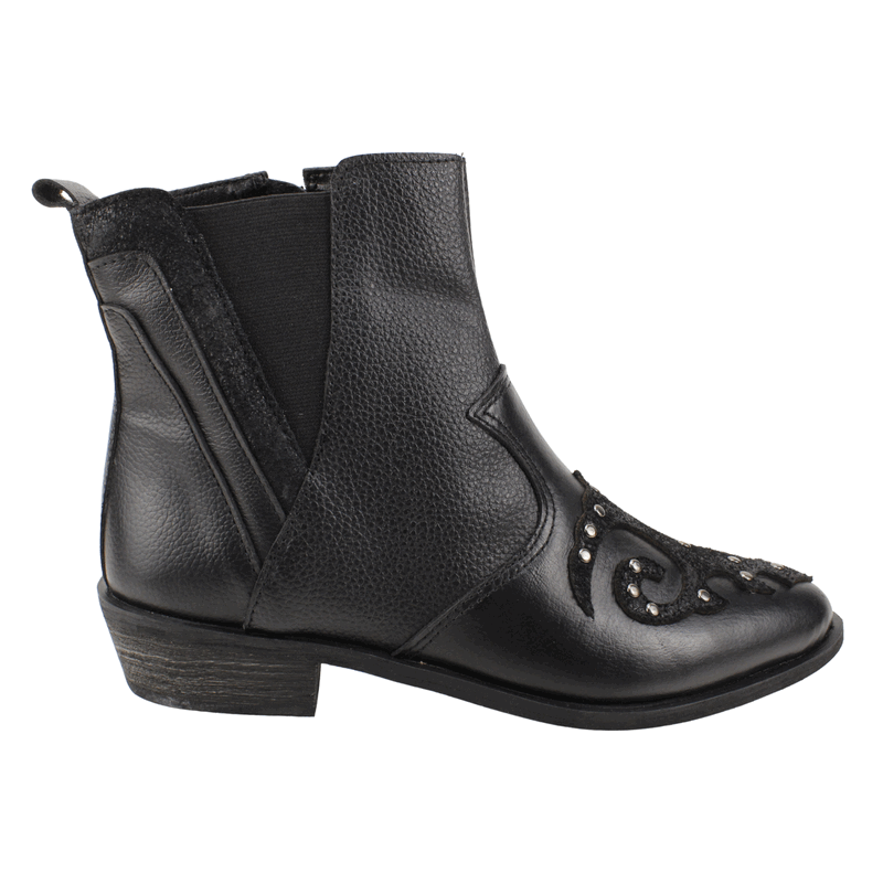 BOTIN EXS VAQUERO TACHAS CUERO NEGRO - 1