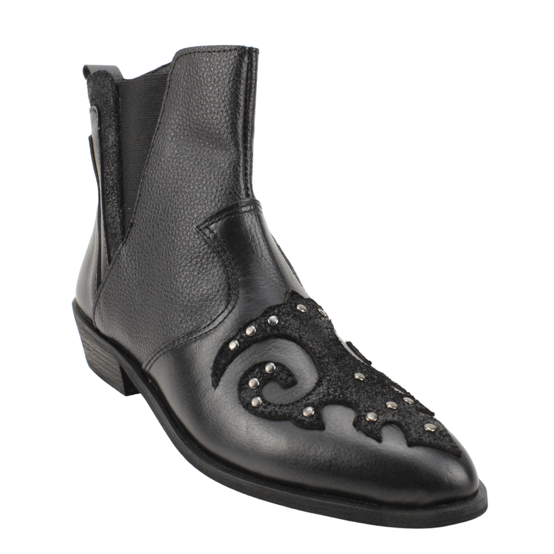 BOTIN EXS VAQUERO TACHAS CUERO NEGRO - 3