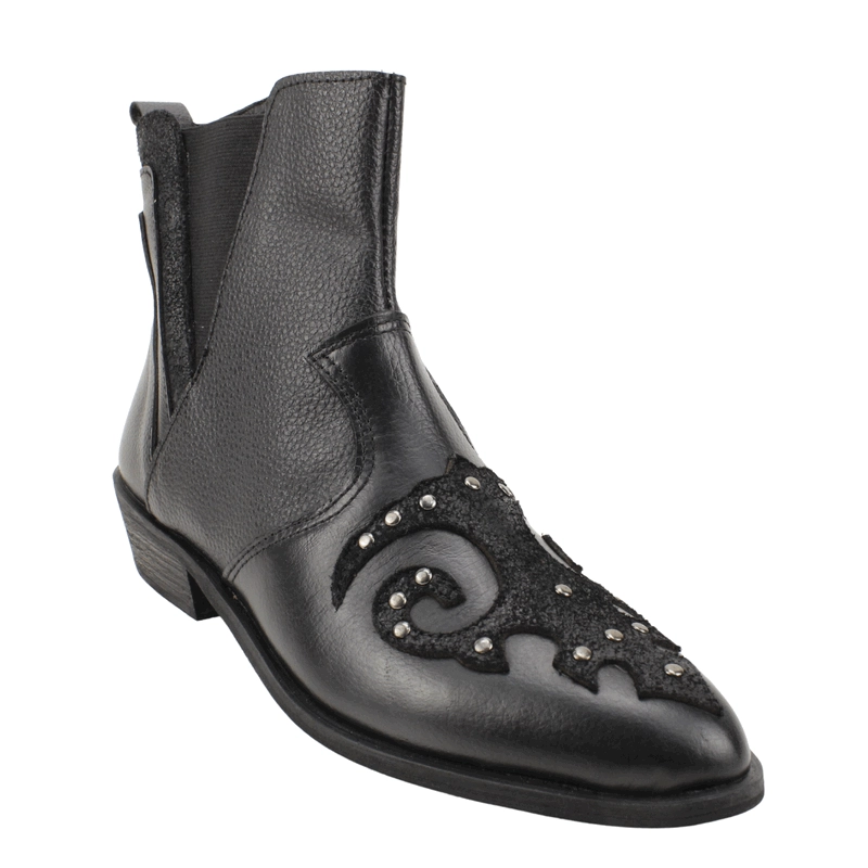 BOTIN EXS VAQUERO TACHAS CUERO NEGRO - 3