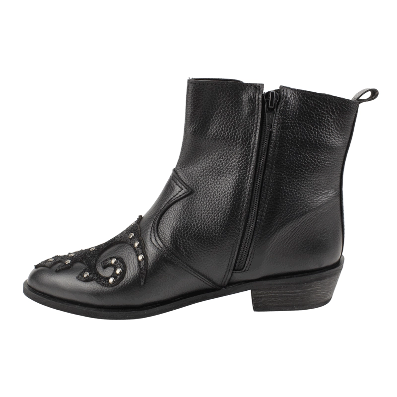 BOTIN EXS VAQUERO TACHAS CUERO NEGRO - 4